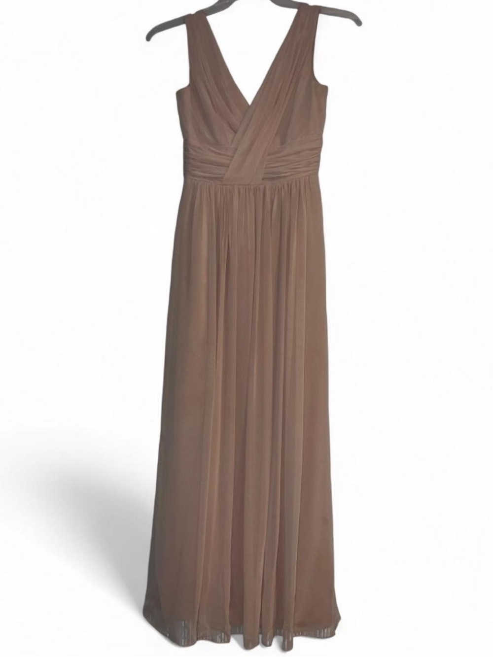 Dessy Collection Taupe V-Neck Maxi Dress